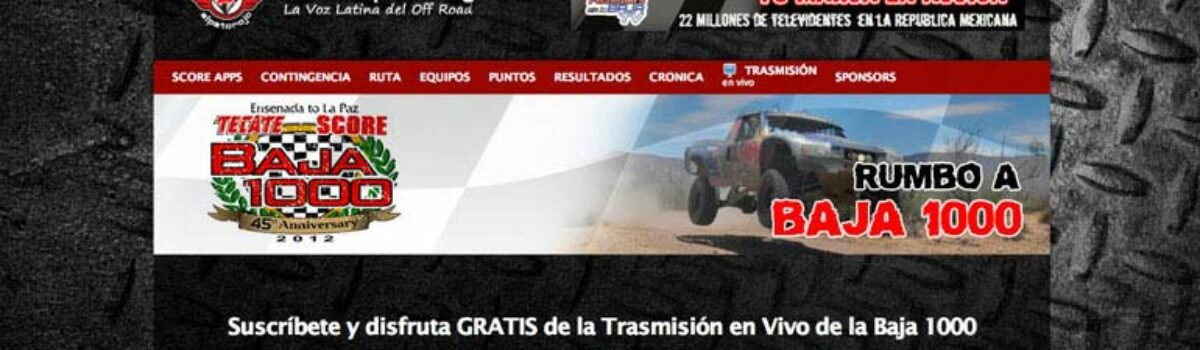 Diseño Web de Micro Sitio Transmisión en Vivo Baja 1000 – 2010