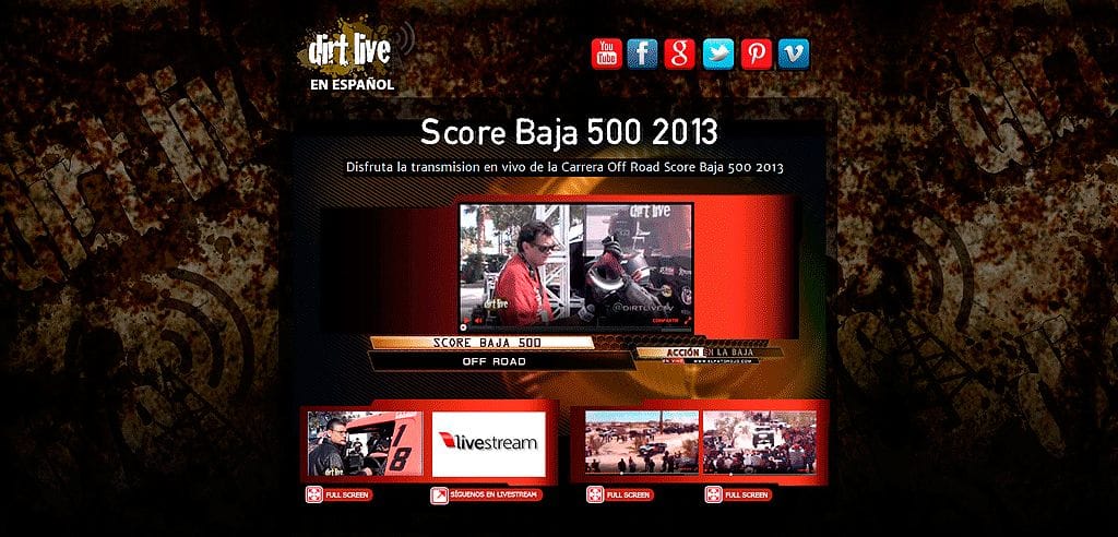 Diseño y Desarrollo Web Dirt live Score Baja 5000 &#8211; 2013